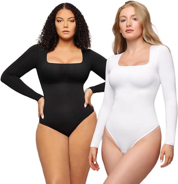 Body de manga larga con tanga esculpida sin costuras para mujer de Feelingirl, cómodo para tops y ropa interior, básico y cómodo para mujer