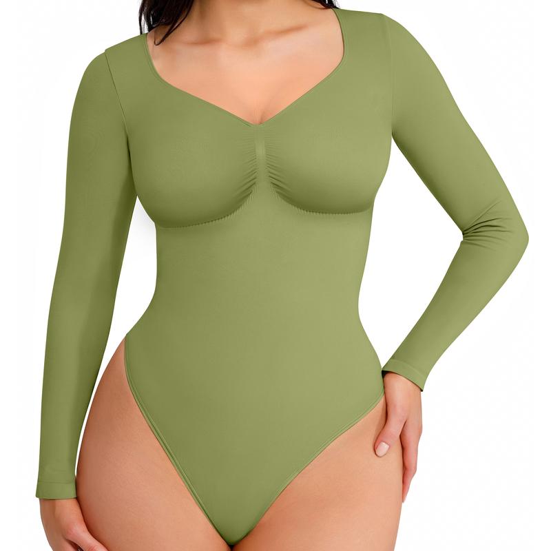 Body de manga larga con tanga esculpida sin costuras para mujer de Feelingirl, cómodo para tops y ropa interior, básico y cómodo para mujer