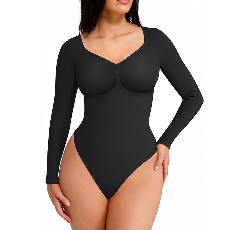 Body de manga larga con tanga esculpida sin costuras para mujer de Feelingirl, cómodo para tops y ropa interior, básico y cómodo para mujer