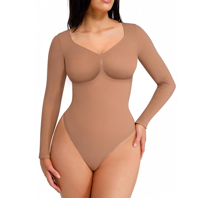 Body de manga larga con tanga esculpida sin costuras para mujer de Feelingirl, cómodo para tops y ropa interior, básico y cómodo para mujer