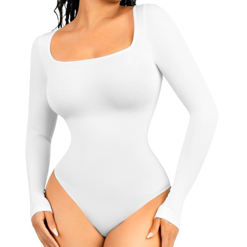 Body de manga larga con tanga esculpida sin costuras para mujer de Feelingirl, cómodo para tops y ropa interior, básico y cómodo para mujer